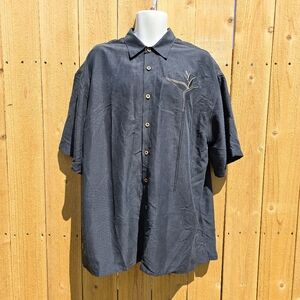 Bamboo Cay Shirt Mens X-Large Slate Black Embroidered Bird Of Paradise